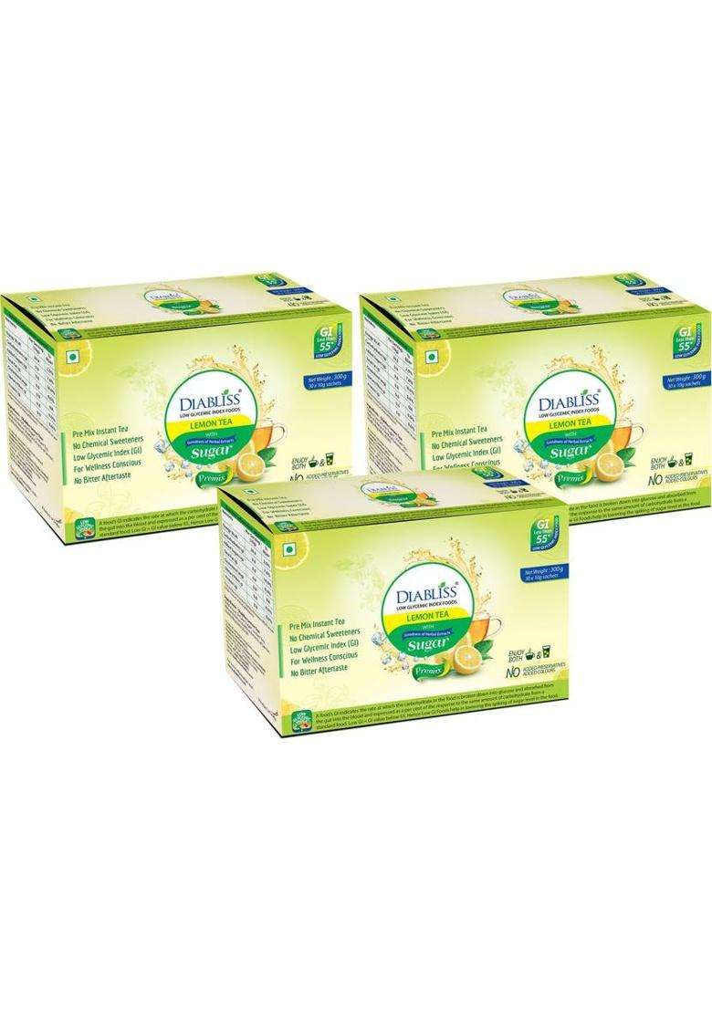 Diabliss Low Gi Lemon Tea - Low Gi - Sachet Box - Combo Pack Of 3 Lemon Yellow Tea Pouch&nbsp;&nbsp;(3 X 300 G) - Indya