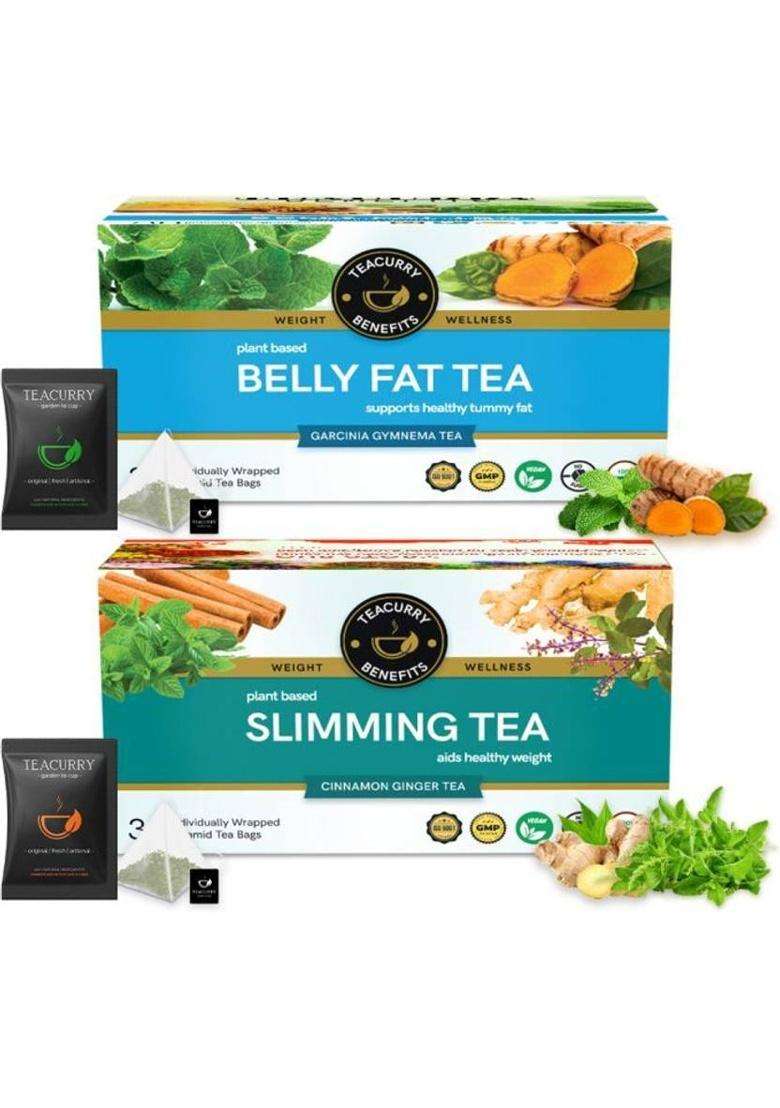 Teacurry Belly Fat Tea And Slimming Tea Combo - For Weight Loss & Flatter Tummy Assorted Herbal Tea Box&nbsp;&nbsp;(2 X 30 Bags) - Indya
