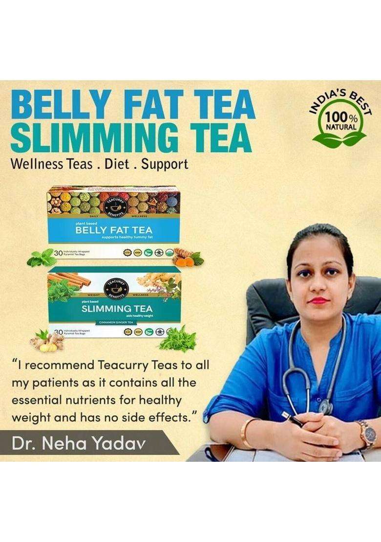 Teacurry Belly Fat Tea And Slimming Tea Combo - For Weight Loss & Flatter Tummy Assorted Herbal Tea Box&nbsp;&nbsp;(2 X 30 Bags) - Indya
