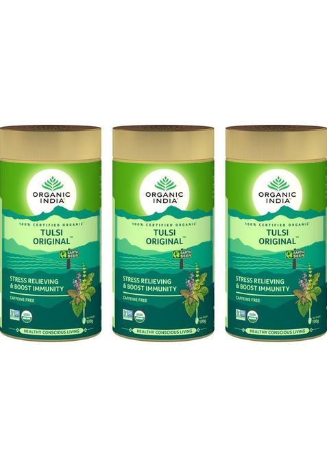 Organic India Tulsi Original 100 Gm Tin- (Pack Of 3) Tulsi Herbal Tea Drum&nbsp;&nbsp;(3 X 100 G)