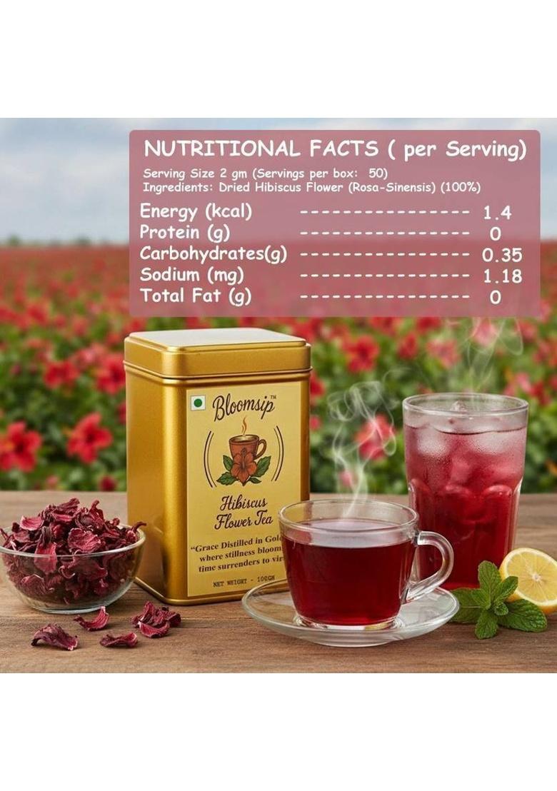 Bloomsip Hibiscus Flower Tea Hibiscus Herbal Tea Tin (100 G)