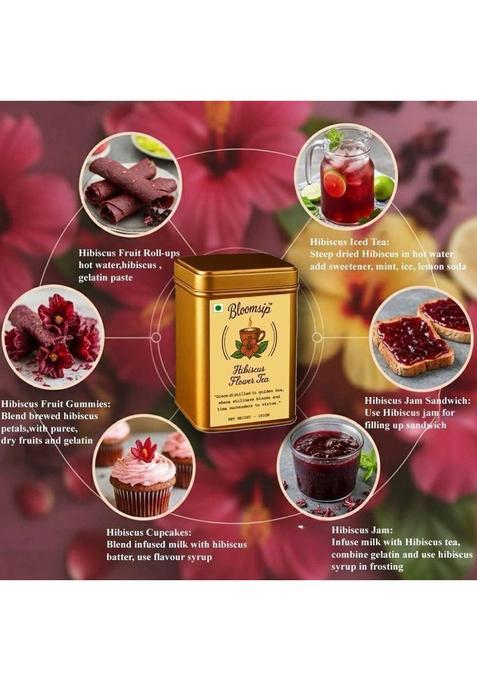 Bloomsip Hibiscus Flower Tea Hibiscus Herbal Tea Tin (100 G)