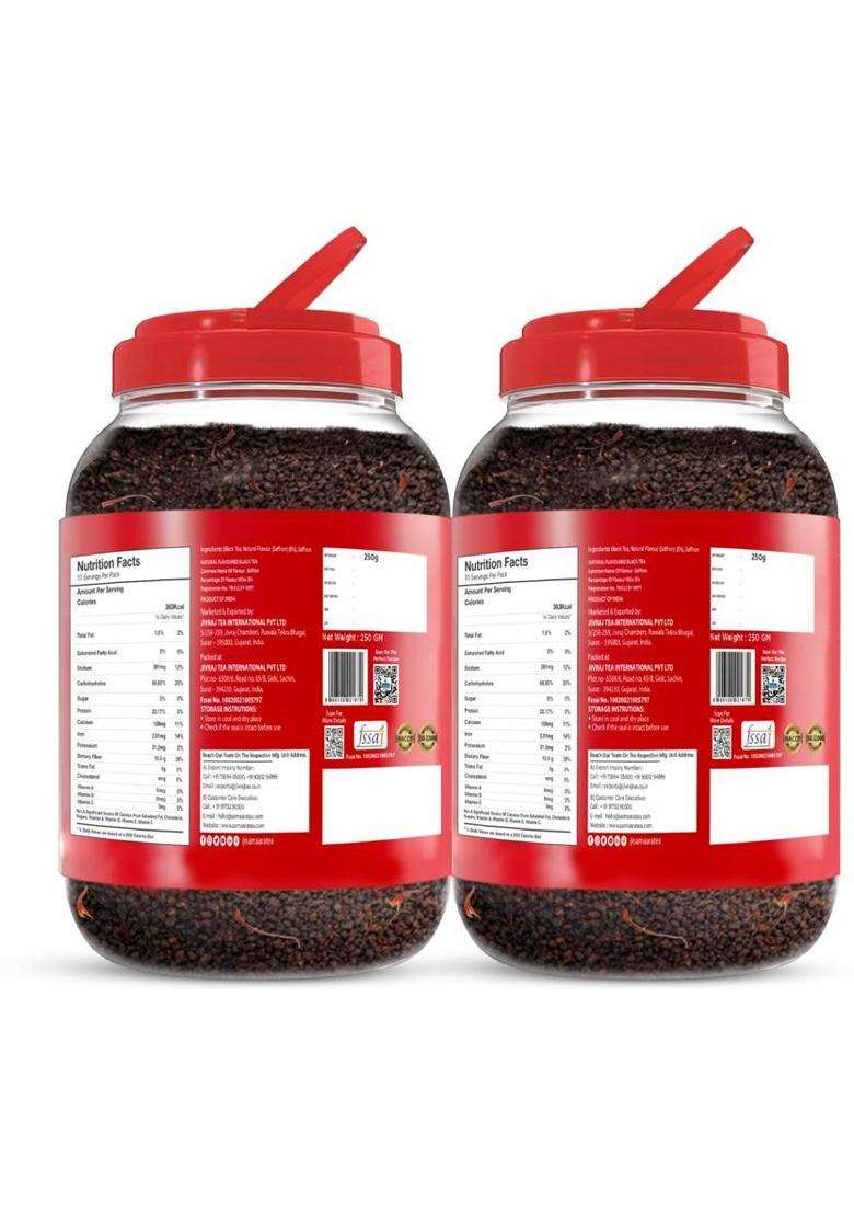 Jivvij Samaara Saff Zaff Ctc Kesar Saffron Saffron Black Tea Mason Jar&nbsp;&nbsp;(2 X 250 G) - Indya