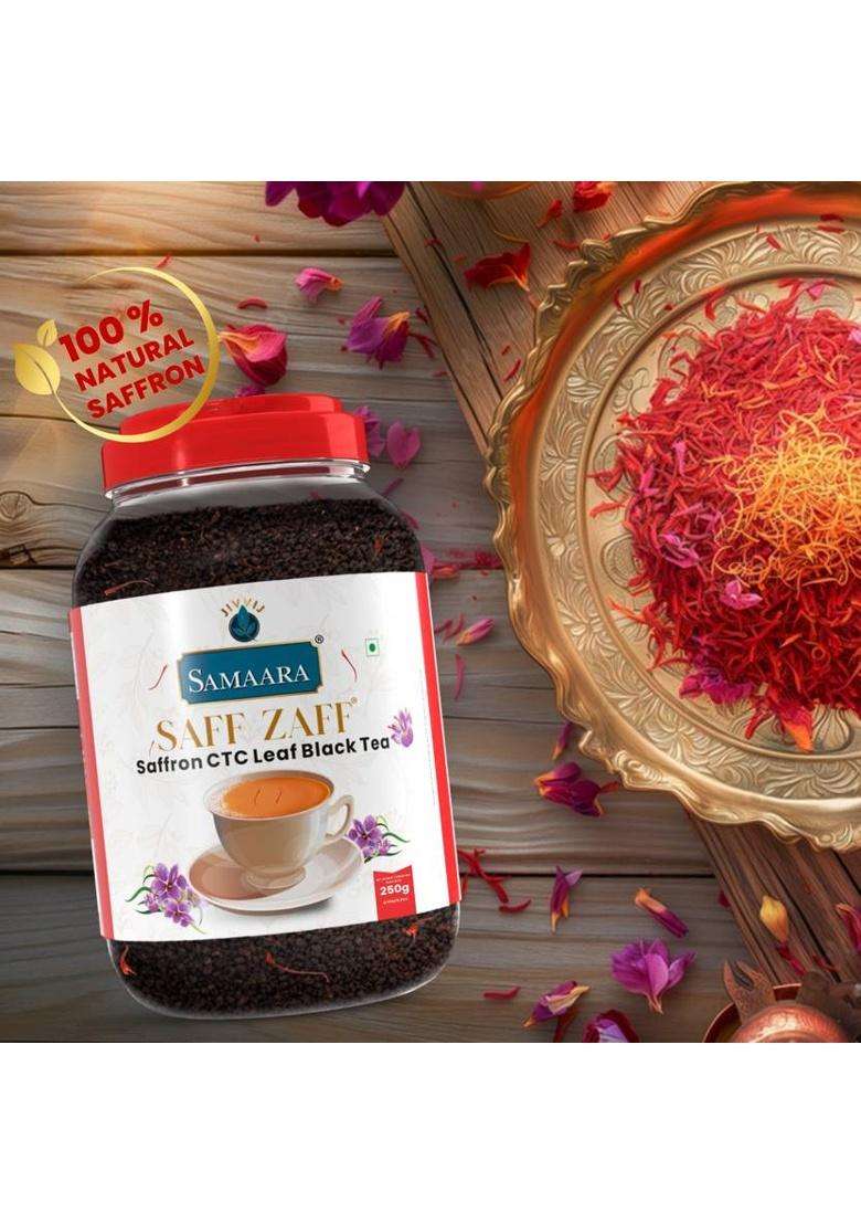 Jivvij Samaara Saff Zaff Ctc Kesar Saffron Saffron Black Tea Mason Jar&nbsp;&nbsp;(2 X 250 G) - Indya