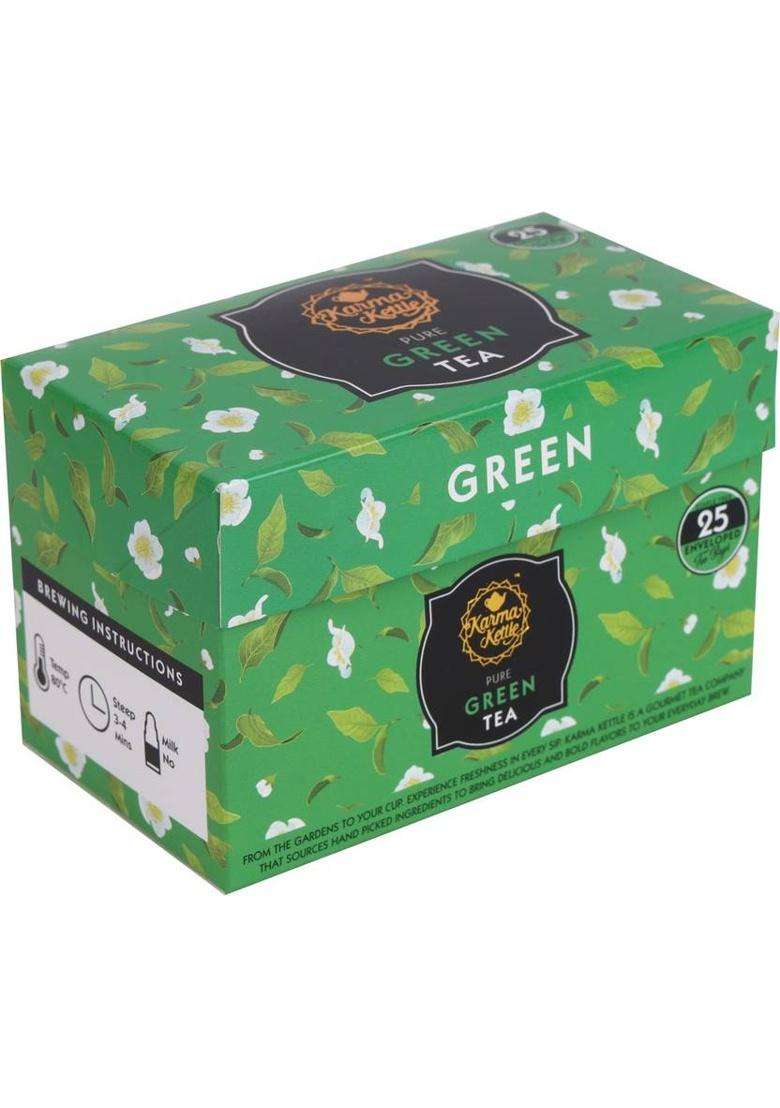 Karma Kettle Green Tea Unbleached And Staple-Free 25 Teabags Green Tea Bags Box&nbsp;&nbsp;(25 Bags) - Indya