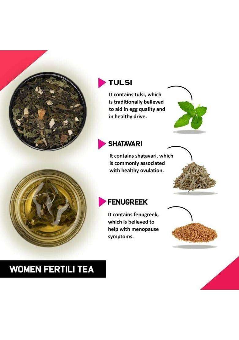 Teacurry Women Fertili Tea - 60 Tea Bags | Women Wellness | Helps In Boosting Fertility | 100% Natural Ingredients Assorted Herbal Tea Pouch&nbsp;&nbsp;(60 Bags) - Indya