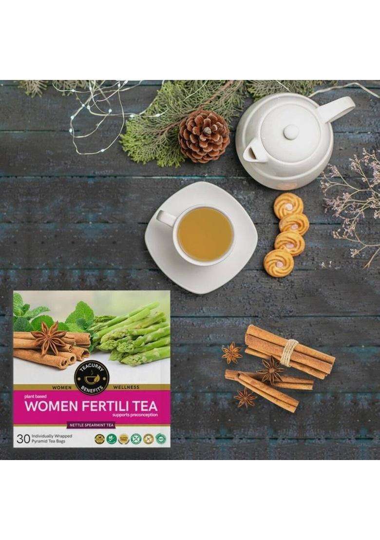 Teacurry Women Fertili Tea - 60 Tea Bags | Women Wellness | Helps In Boosting Fertility | 100% Natural Ingredients Assorted Herbal Tea Pouch&nbsp;&nbsp;(60 Bags) - Indya