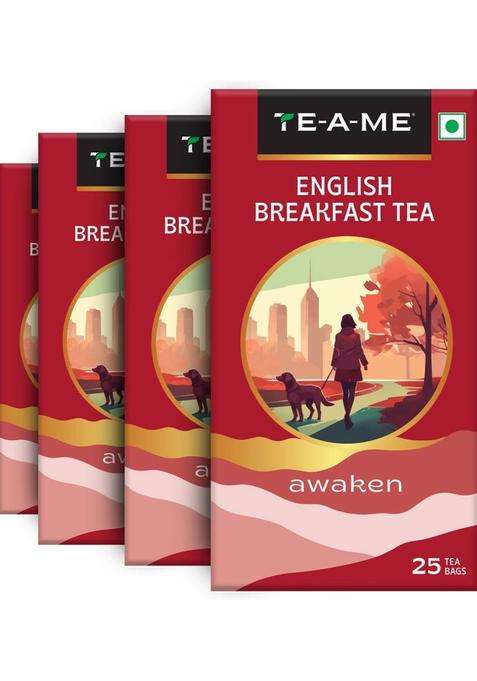 Te-A-Me Black Tea - English Breakfast, 100 Tea Bags | Tea | Tea Bags | Black Tea | Black Tea Bags Box&nbsp;&nbsp;(4 X 25 Bags)
