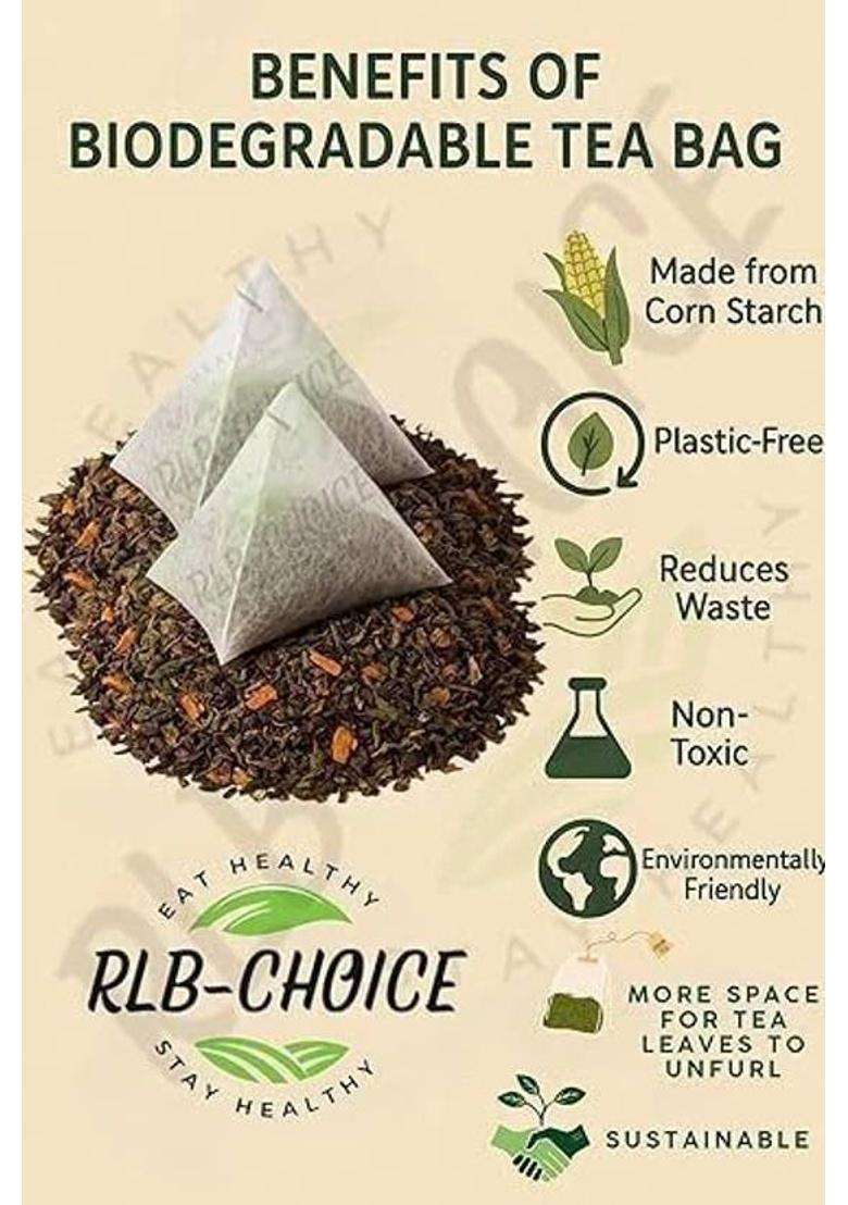 Rlb-Choice Detox Green Tea For Weight Loss,Better Digestion,Boost Immunity,Skin Glow Ginger, Turmeric, Cinnamon Green Tea Bags Pouch&nbsp;&nbsp;(30 Bags) - Indya
