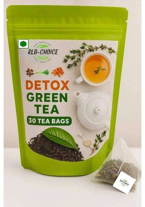 Rlb-Choice Detox Green Tea For Weight Loss,Better Digestion,Boost Immunity,Skin Glow Ginger, Turmeric, Cinnamon Green Tea Bags Pouch&nbsp;&nbsp;(30 Bags)