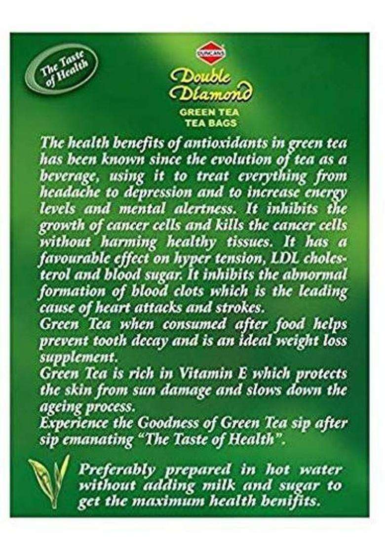 Duncans Double Diamond 100% Natural & Pure Green Tea + Tulsi Green Tea Combo Pack Of 4 (3+1 Free) Tulsi Green Tea Bags Box&nbsp;&nbsp;(4 X 25 Bags) - Indya