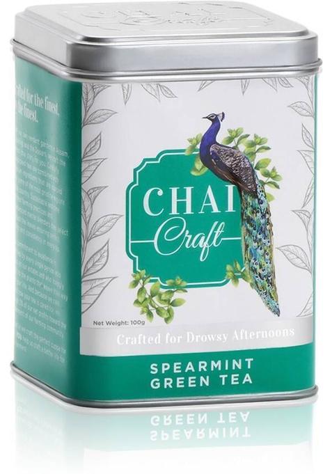Chai Craft Cooling And Refreshing Spearmint Loose Leaf Green Tea Mint Green Tea Tin (100 G)