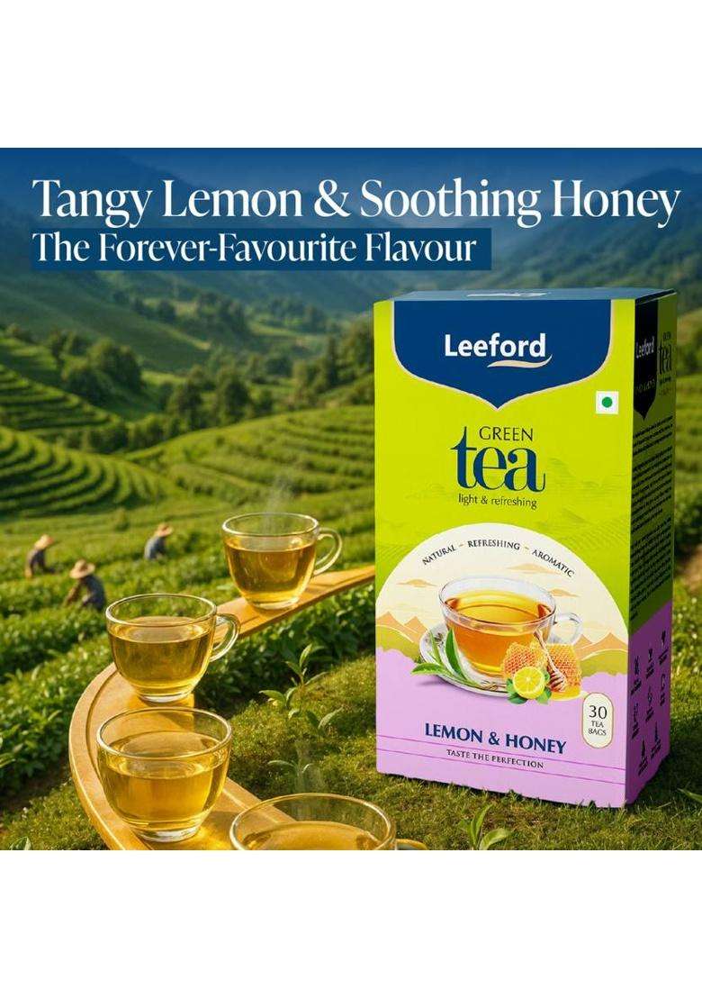 Leeford Lemon Honey Green Tea|Zesty Detox Brew For Immunity, Digestion & Daily Wellness Lemon, Honey Green Tea Bags Box&nbsp;&nbsp;(30 Bags) - Indya