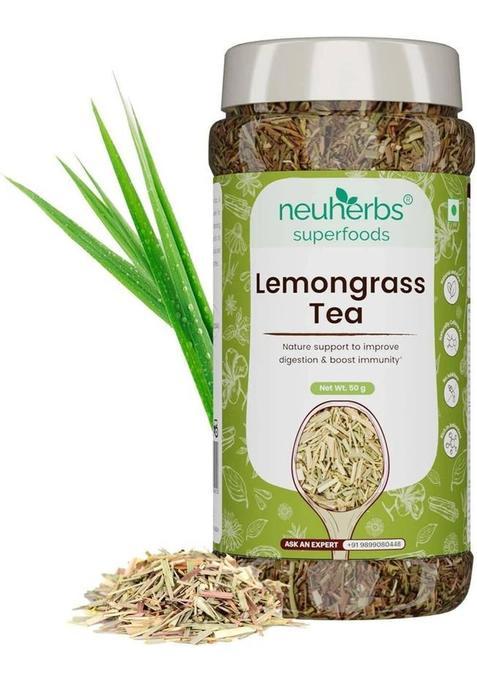 Neuherbs Lemongrass Tea Leaves To Improve Digestion & Boost Immunity | Caffeine Free Lemon Grass Herbal Tea Plastic Bottle (50 G)