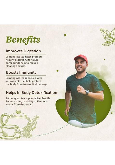 Neuherbs Lemongrass Tea Leaves To Improve Digestion & Boost Immunity | Caffeine Free Lemon Grass Herbal Tea Plastic Bottle (50 G)