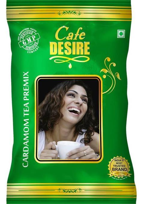 Cafe Desire Instant Cardamom Tea Premix (1 Kg) | 3 In 1 Tea | Milk Not Required | Rich Taste As Home-Made | Cardamom Flavour Imported From Geneva |For Manual Use – Just Add Hot Water | Also Suitable For All Vending Machines Cardamom Instant Tea Vacuum Pac