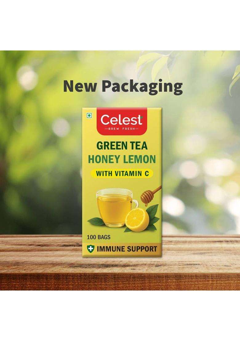 Celest Lemon & Honey Green Tea With Vitamin C, 200 Tea Bags | Green Tea | Tea Bags | Lemon, Honey Green Tea Bags Box&nbsp;&nbsp;(2 X 100 Bags) - Indya