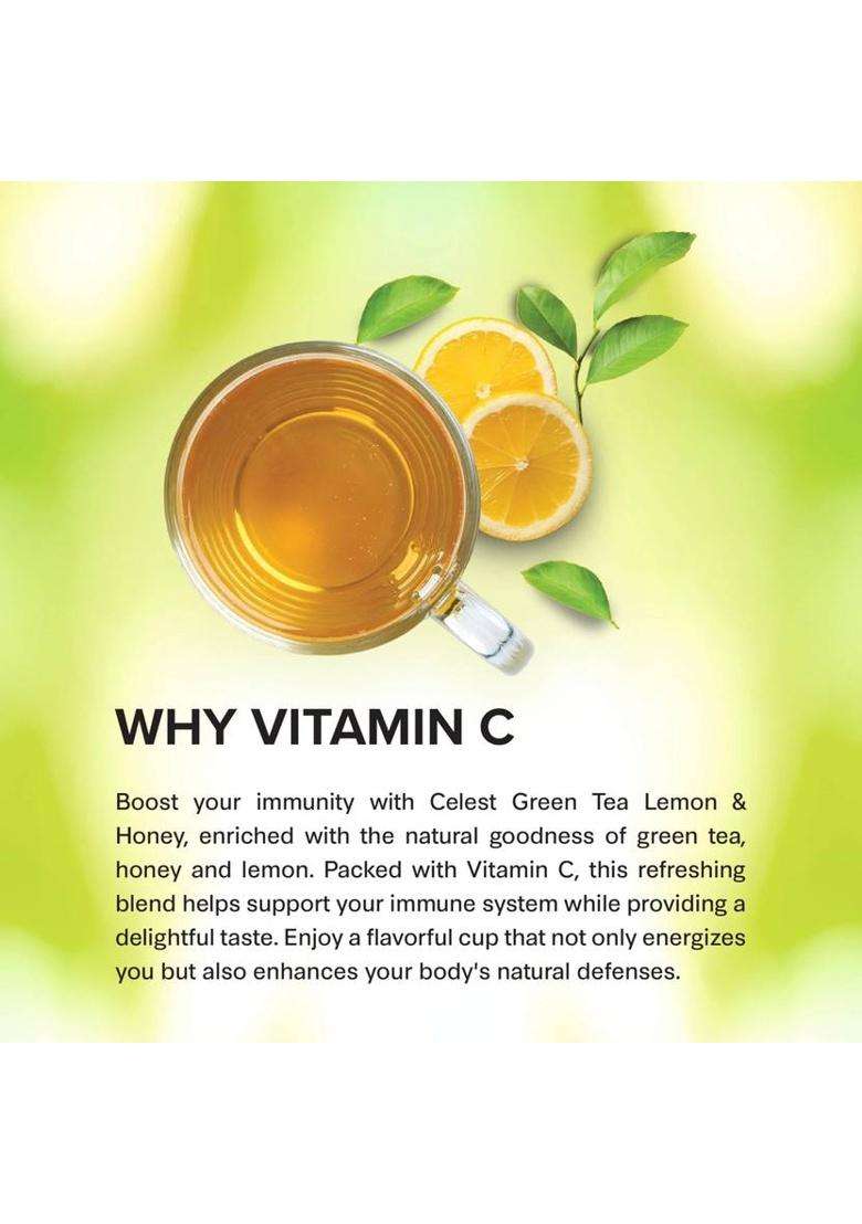 Celest Lemon & Honey Green Tea With Vitamin C, 200 Tea Bags | Green Tea | Tea Bags | Lemon, Honey Green Tea Bags Box&nbsp;&nbsp;(2 X 100 Bags) - Indya