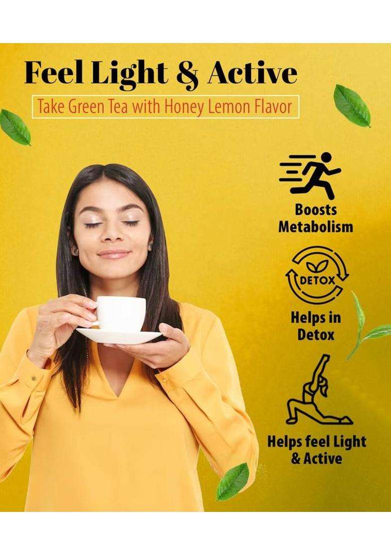 Nutrovally Honey Lemon Green Tea For Weight Loss | Immunity Booster & Refreshing Honey, Lemon Green Tea Bags Box&nbsp;&nbsp;(2 X 25 Bags) - Indya