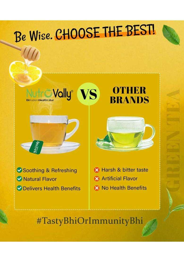 Nutrovally Honey Lemon Green Tea For Weight Loss | Immunity Booster & Refreshing Honey, Lemon Green Tea Bags Box&nbsp;&nbsp;(2 X 25 Bags) - Indya
