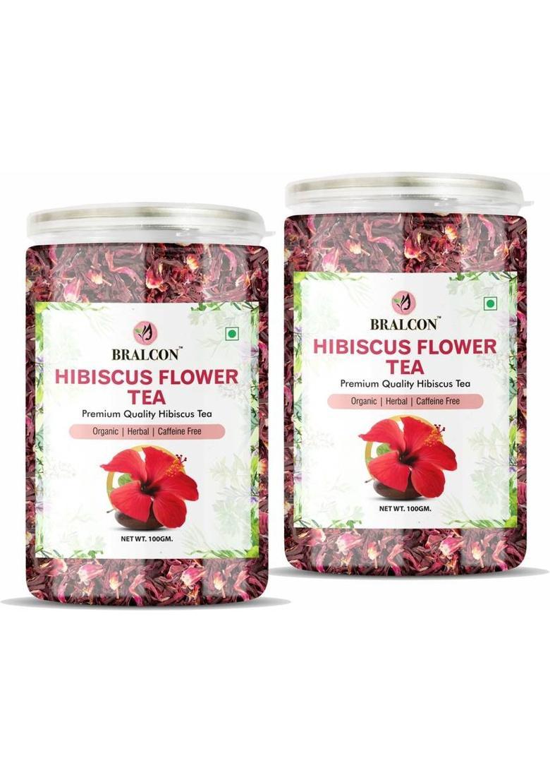 Bralcon Organic Hibiscus Flower Tea- 100G | Hibiscus Tea Leaves| 100% Pure & Natural Hibiscus Herbal Tea Plastic Bottle (100 G)