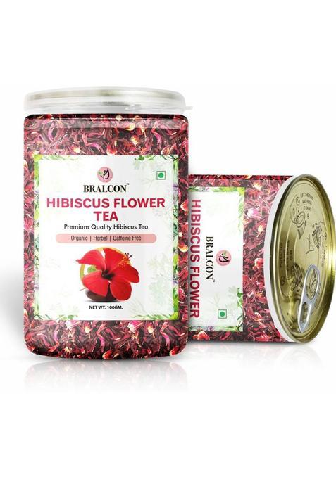Bralcon Organic Hibiscus Flower Tea- 100G | Hibiscus Tea Leaves| 100% Pure & Natural Hibiscus Herbal Tea Plastic Bottle (100 G)