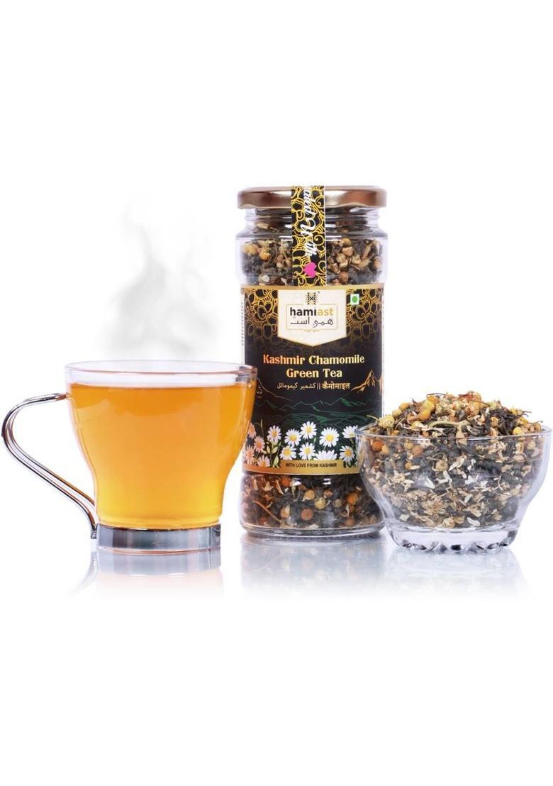 Hamiast Chamomile Green Tea, Calming Tea For Stress Relief & Good Sleep Chamomile Green Tea Glass Bottle (100 G)