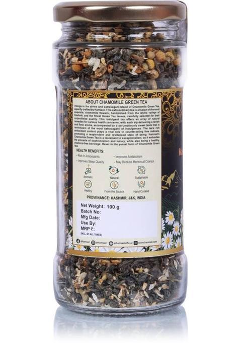 Hamiast Chamomile Green Tea, Calming Tea For Stress Relief & Good Sleep Chamomile Green Tea Glass Bottle (100 G)