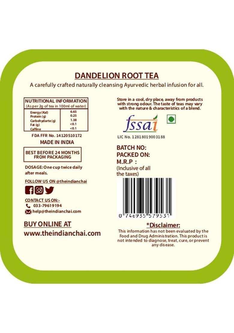 The Indian Chai Dandelion Detox Tea For Cleansing Liver, Supports Kidney Function And Digestive Health Herbal Tea Pouch (50 G)
