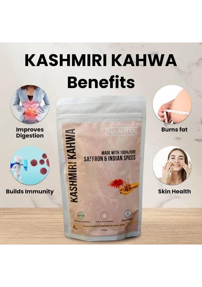 Namhya Foods Kashmiri Kahwa With Pure Saffron Tea Bags Herbal Tea Pouch (100 G)