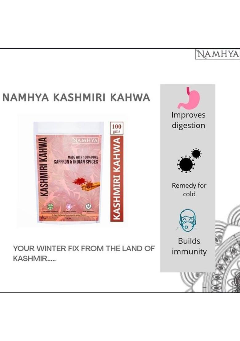 Namhya Foods Kashmiri Kahwa With Pure Saffron Tea Bags Herbal Tea Pouch (100 G)