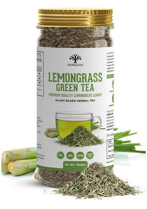 Vanalaya Lemongrass Green Tea For Relieving Anxiety Stress, Lowering Cholesterol Detox Tea Lemon Grass Green Tea Plastic Bottle (50 G)