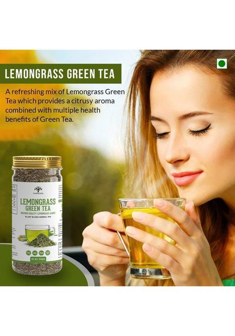 Vanalaya Lemongrass Green Tea For Relieving Anxiety Stress, Lowering Cholesterol Detox Tea Lemon Grass Green Tea Plastic Bottle (50 G)