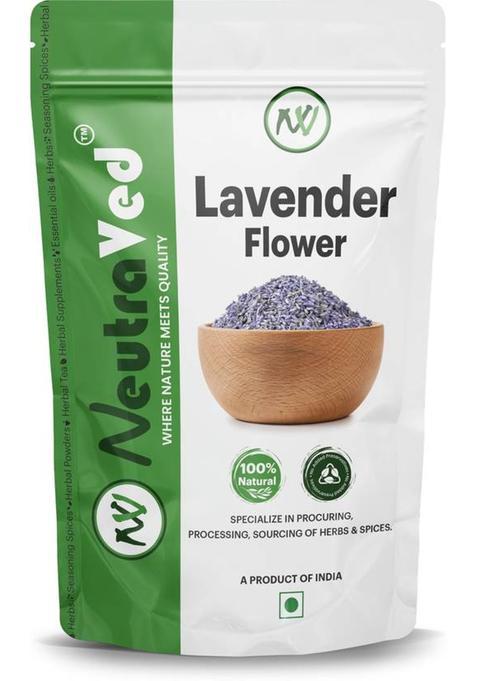 Neutraved Dried Lavender Flowers Buds Herbal Tea Caffeine Free Loose Leaves Soothing Tea Lavender Herbal Tea Pouch (50 G)
