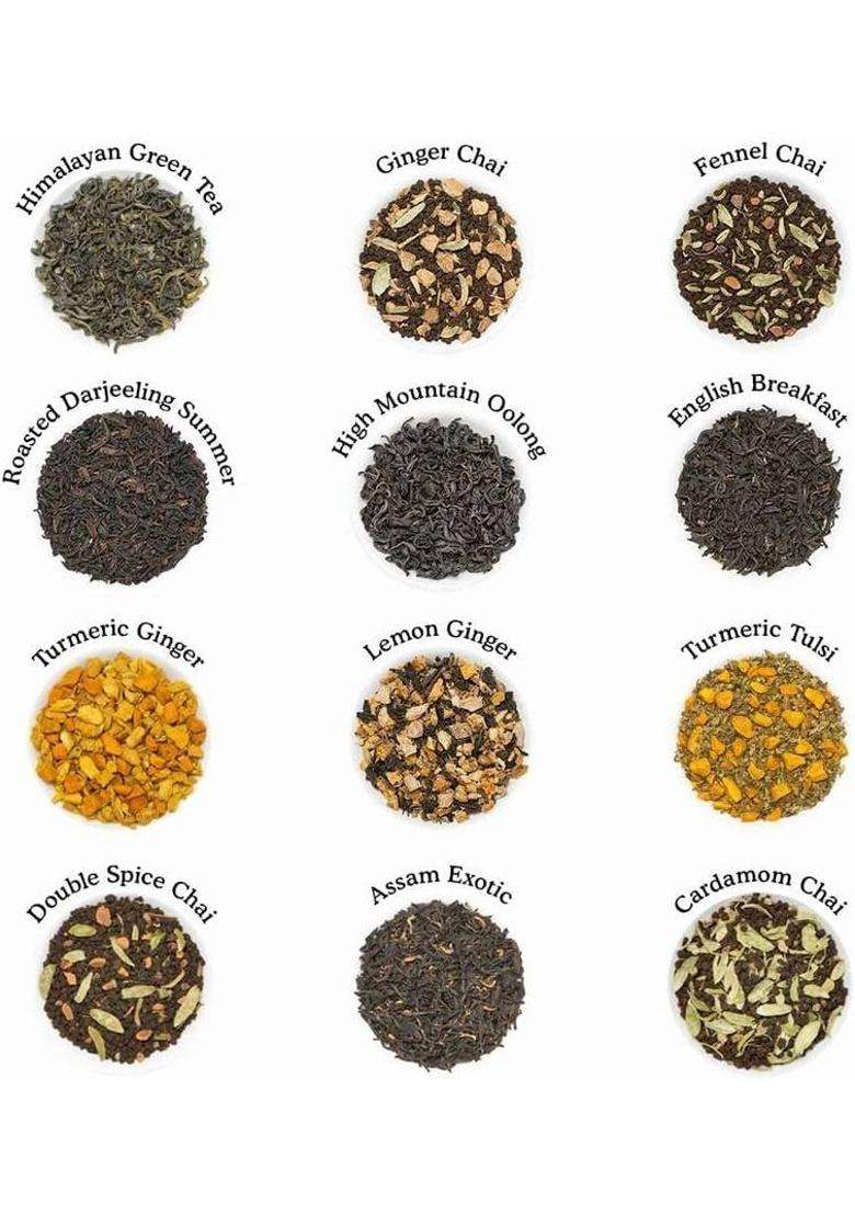 Vahdam Bloom - 12 Assorted Assorted Tea Blend Festive Gift Box&nbsp;&nbsp;(250 G) - Indya