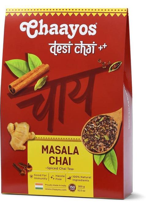 Chaayos Premium Masala Chai Patti - Healthy Tea With Natural Spices (Ginger, Clove, Cinnamon, Candamom) (150 Cups) Tea Pouch  (300 G)