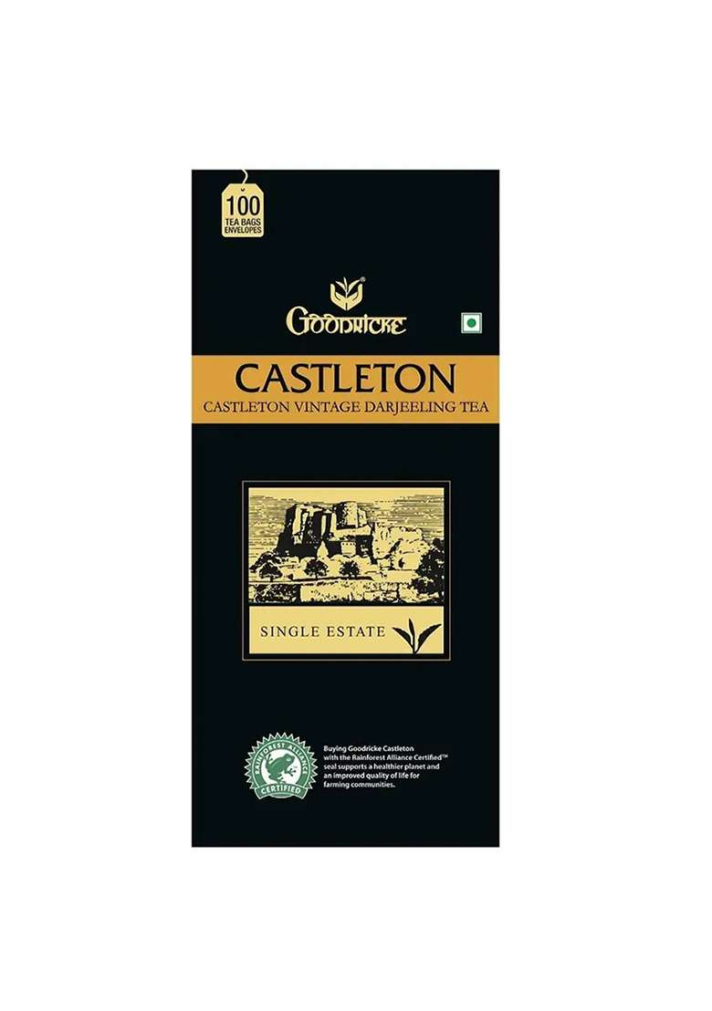 Goodricke Castleton Vintage Darjeeling Tea Bags-100 Tea Bags Unflavoured Black Tea Bags Box&nbsp;&nbsp;(100 Bags) - Indya