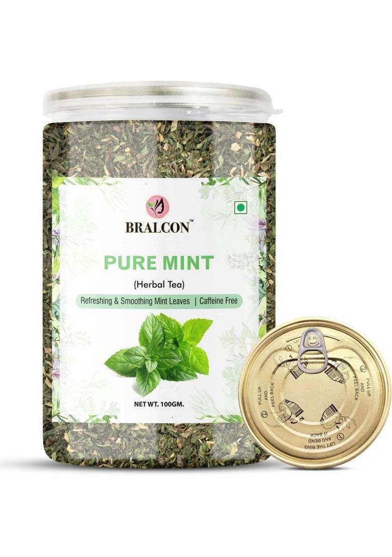 Bralcon Organic Mint Tea- 100G| Spearmint Tea| Spearmint Green Tea| 100 % Pure & Natural Mint Herbal Tea Plastic Bottle (100 G)