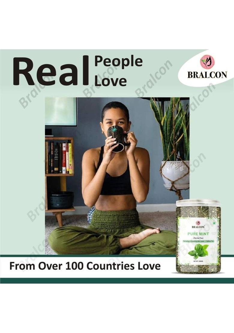 Bralcon Organic Mint Tea- 100G| Spearmint Tea| Spearmint Green Tea| 100 % Pure & Natural Mint Herbal Tea Plastic Bottle (100 G)