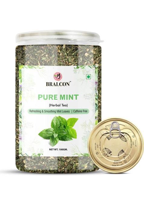 Bralcon Organic Mint Tea- 100G| Spearmint Tea| Spearmint Green Tea| 100 % Pure & Natural Mint Herbal Tea Plastic Bottle (100 G)