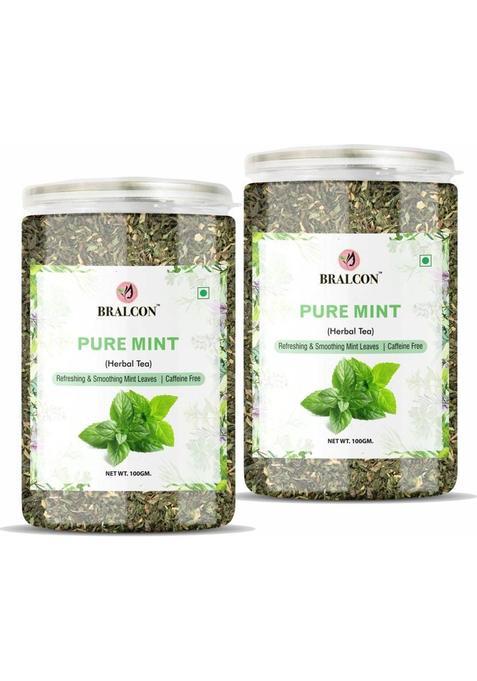 Bralcon Organic Mint Tea- 100G| Spearmint Tea| Spearmint Green Tea| 100 % Pure & Natural Mint Herbal Tea Plastic Bottle (100 G)