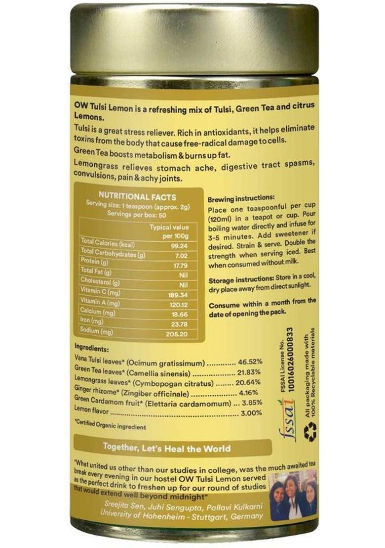 Organic Wellness 100% Pure Natural Immunity Booster & Weight Reducer Tulsi, Lemon Green Tea Tin (100 G)