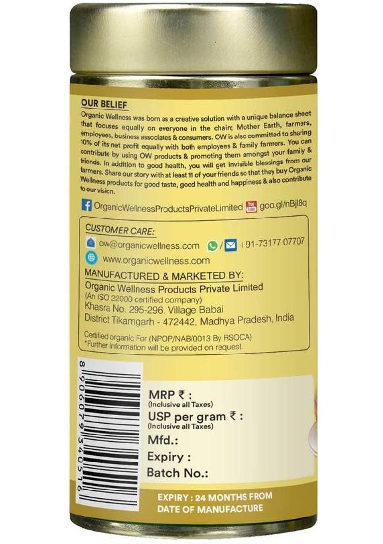 Organic Wellness 100% Pure Natural Immunity Booster & Weight Reducer Tulsi, Lemon Green Tea Tin (100 G)