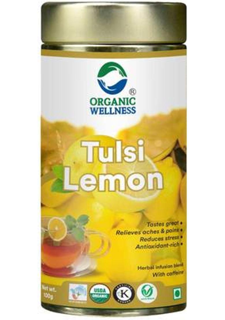 Organic Wellness 100% Pure Natural Immunity Booster & Weight Reducer Tulsi, Lemon Green Tea Tin (100 G)