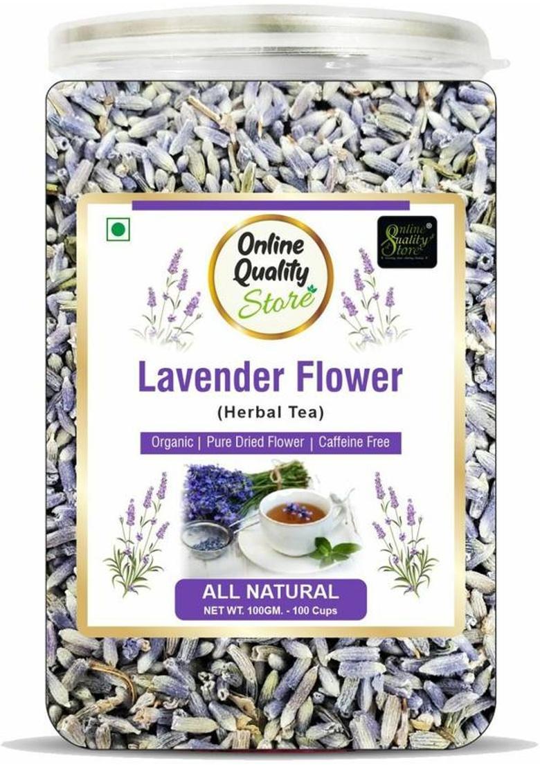 Online Quality Store Lavender Flower Tea -100G | Sun Dried Lavender Flowers Herbal Tea| Stress Relief Herbal Tea Plastic Bottle (100 G)