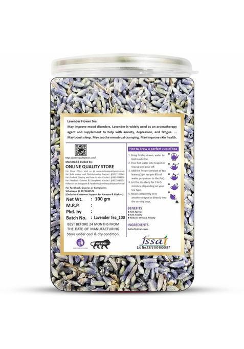 Online Quality Store Lavender Flower Tea -100G | Sun Dried Lavender Flowers Herbal Tea| Stress Relief Herbal Tea Plastic Bottle (100 G)
