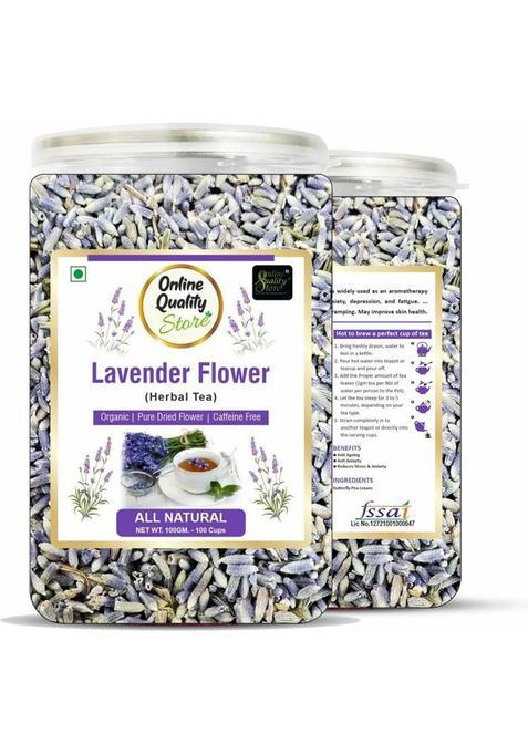 Online Quality Store Lavender Flower Tea -100G | Sun Dried Lavender Flowers Herbal Tea| Stress Relief Herbal Tea Plastic Bottle (100 G)