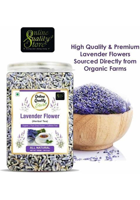 Online Quality Store Lavender Flower Tea -100G | Sun Dried Lavender Flowers Herbal Tea| Stress Relief Herbal Tea Plastic Bottle (100 G)