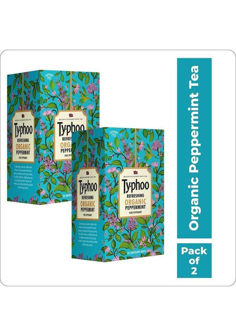 Typhoo Refreshing Organic Peppermint Tea With Pure Peppermint Peppermint Green Tea Bags Box&nbsp;&nbsp;(2 X 11 G) - Indya