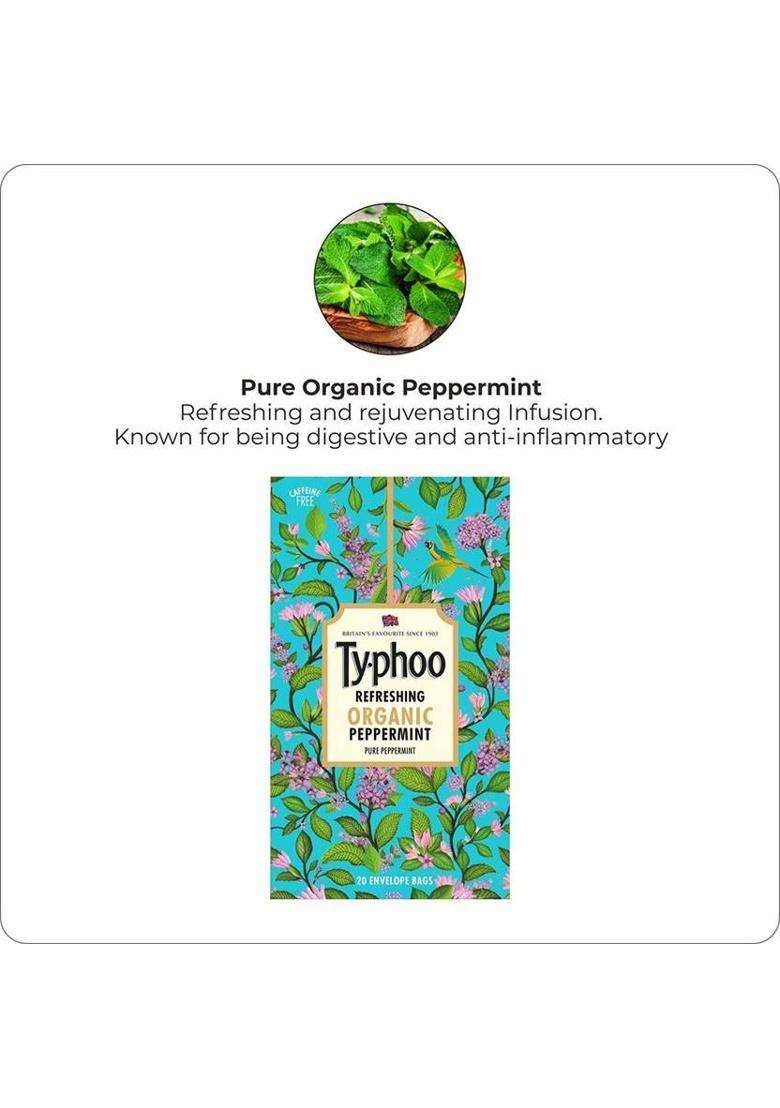 Typhoo Refreshing Organic Peppermint Tea With Pure Peppermint Peppermint Green Tea Bags Box&nbsp;&nbsp;(2 X 11 G) - Indya